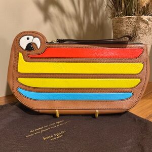 Kate Spate Macaw Parrot Leather Clutch